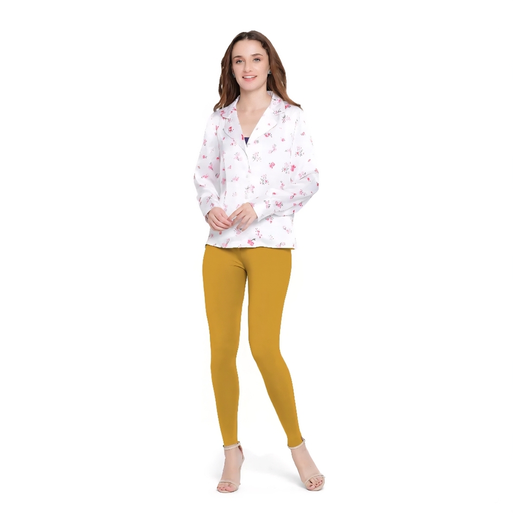 NWT Poomer Stylish Mustard Yellow Presta Premium Ankle Leggings - Size M